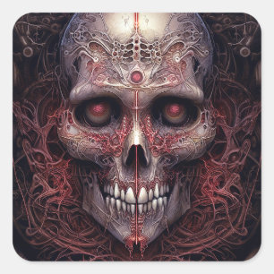 Sticker Carré Surreal Skull Gothique Horror Art