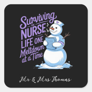 Sticker Carré Survivre à la vie des infirmières Une fusion à la 