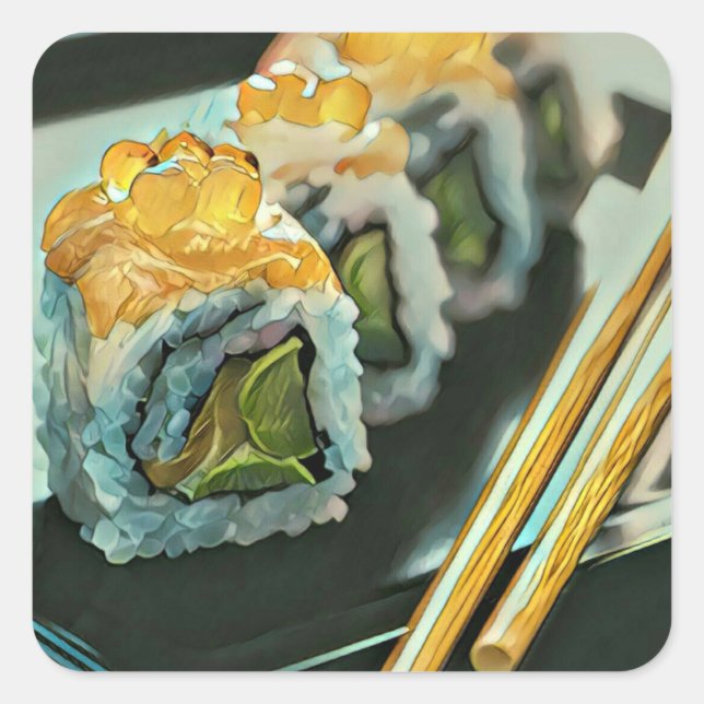 Sticker Carré sushi japonais (Devant)