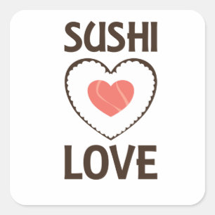 Sticker Carré Sushi Love Heart Rice Saumon Favori