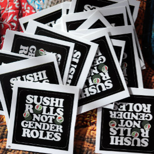 Sticker Carré Sushi Rolls non les rôles de genre