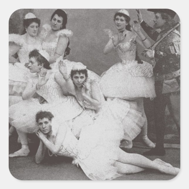 Sticker Carré Swan Lake, Mariinsky Theatre, 1895 (b/w photo) (Devant)