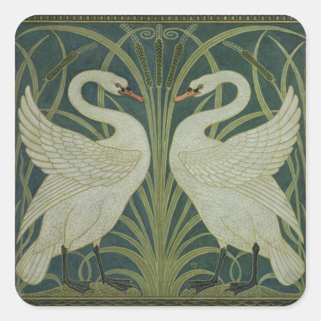 Sticker Carré 'Swan, Rush et Iris' (Devant)