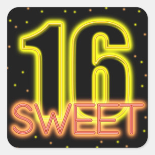 Sticker Carré Sweet 16 qui brille dans le noir