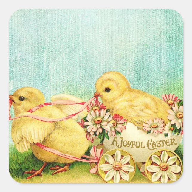 Sticker Carré Sweet Baby Chicks Pâques Vintage Image (Devant)