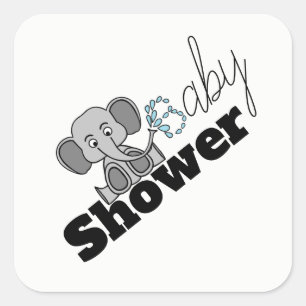 Sticker Carré Sweet Baby Elephant, Baby shower