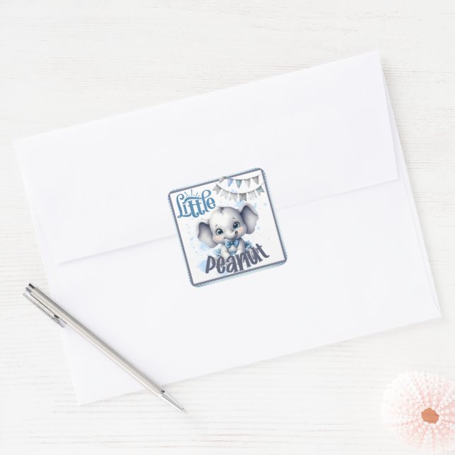 Sticker Carré Sweet Blue Elephant - Petit Éléphant (Enveloppe)