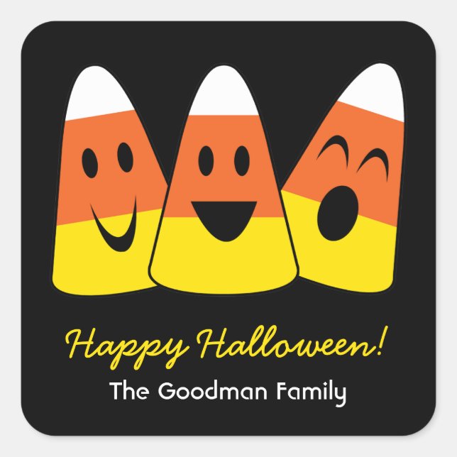 Sticker Carré Sweet bonbon maïs fun mignon Halloween préférence  (Devant)