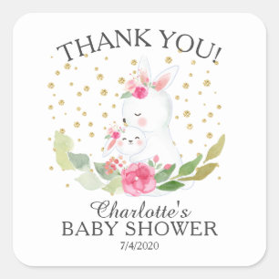 Sticker Carré Sweet Bunny Girls Baby shower