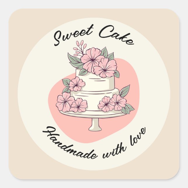 Sticker Carré Sweet Cake Bakery Logo (Devant)