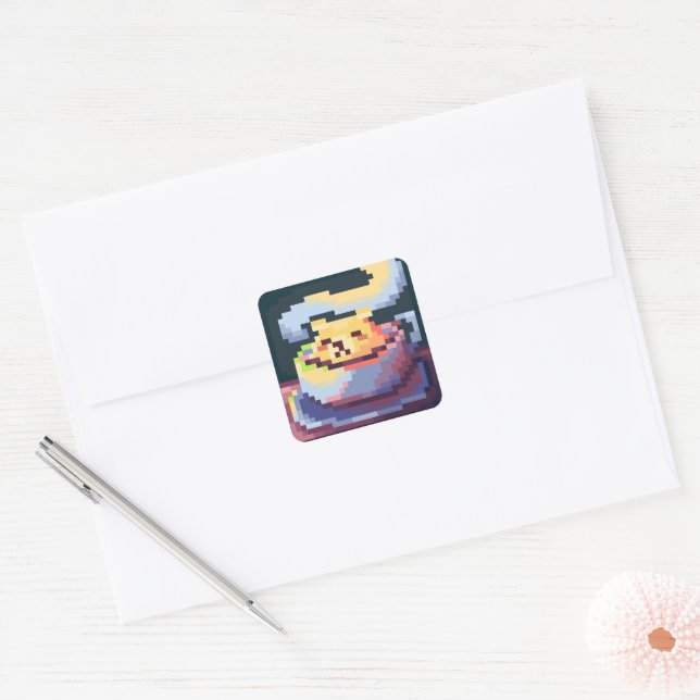 Sticker Carré Sweet Coffee Pixelart, Pixel Art (Enveloppe)