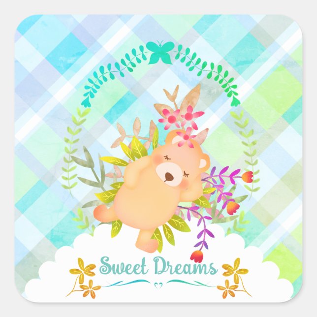 Sticker Carré Sweet Dreams Bear Baby (Devant)
