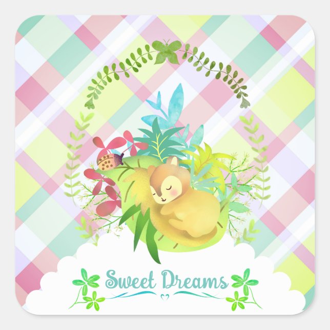 Sticker Carré Sweet Dreams Squirrel Baby (Devant)
