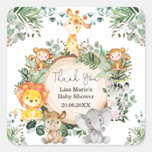 Sticker Carré Sweet Greenery Safari Wild Baby Animals Favoriser