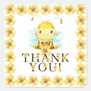 Sticker Carré Sweet Little Honey Bee Merci Favoriser