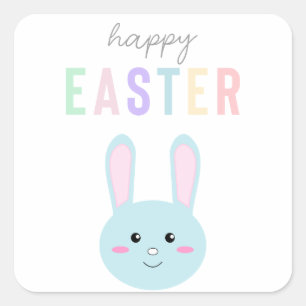 Sticker Carré Sweet Pastel Bunny Joyeux Pâques Cute Kawaii