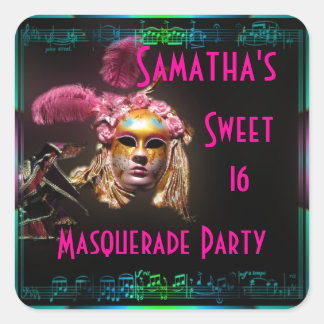 Sticker Carré Sweet sixteen à bille masqué