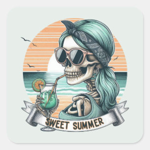 Sticker Carré Sweet Summer - Skeleton Beach Vibe