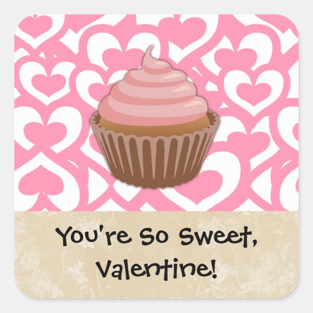 Sticker Carré Sweet Valentine Cupcake (Devant)