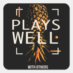 Sticker Carré Swingers Lifestyle Funny Upside Down Ananas