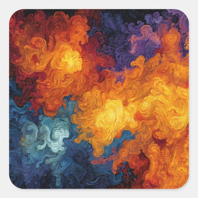 Sticker Carré Swirling Elemental Nebula Abstract (Devant)