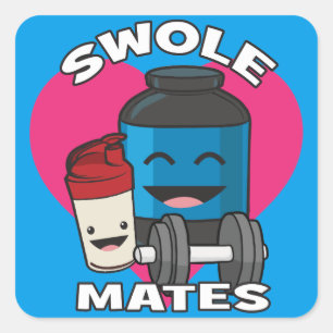 Sticker Carré SWOLEMATATES Funny Bodybuilding Protein Shake