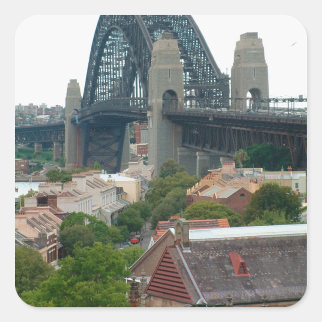 Sticker Carré Sydney, Australie. Harbour Bridge. (Devant)