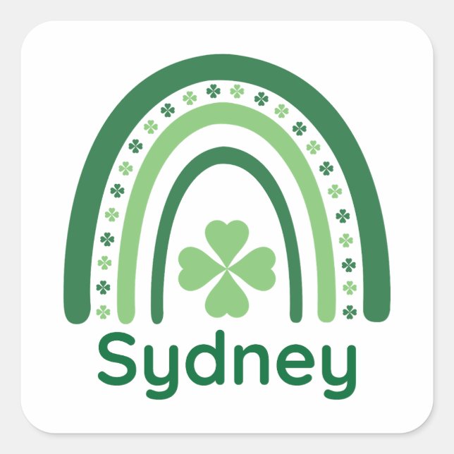 Sticker Carré Sydney Nom Clover Boho Rainbow (Devant)