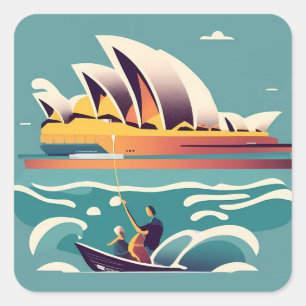 Sticker Carré Sydney Opera House Australie peinture souvenir
