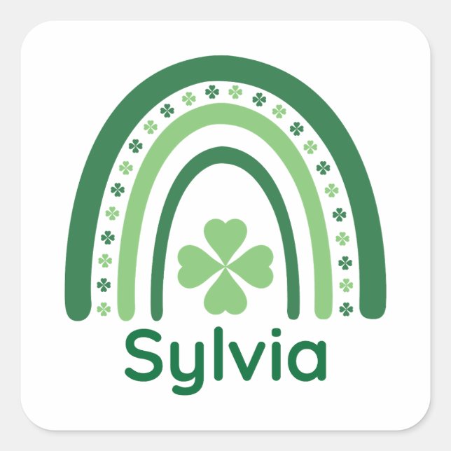 Sticker Carré Sylvia Nom Clover Boho Rainbow (Devant)