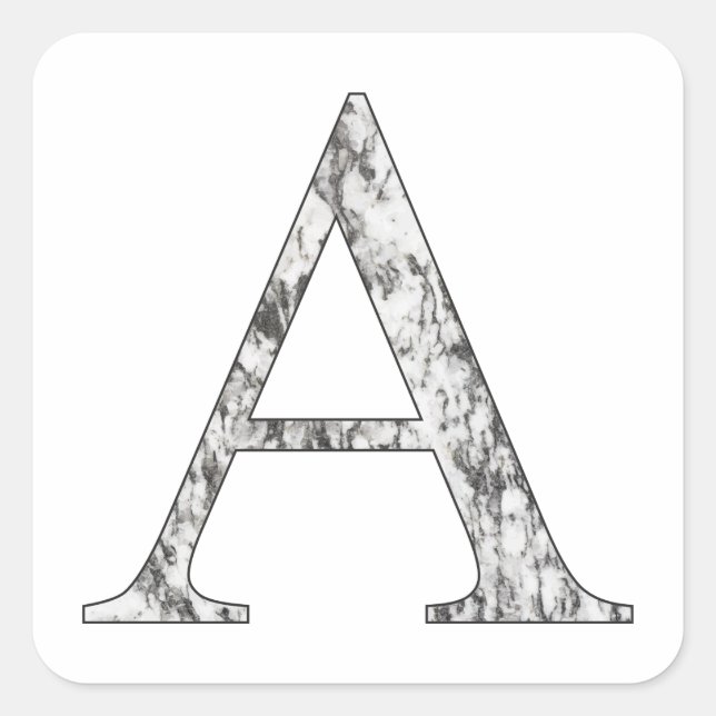 Sticker Carré Symbole Alpha en marbre | Alphabet grec (Devant)