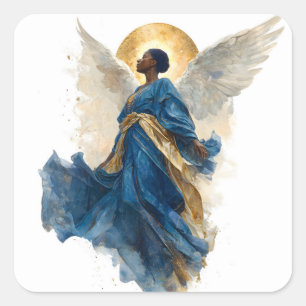 Sticker Carré Symbole angélique de femme afro-américaine ange no