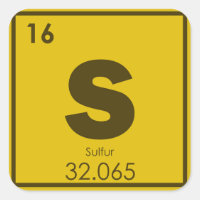 Symbole chimique de l'élément de soufre formule ch