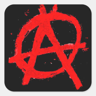 Sticker Carré Symbole d'anarchie rouge grungy