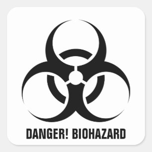 Sticker Carré Symbole de danger biochimique de couleur/texte per