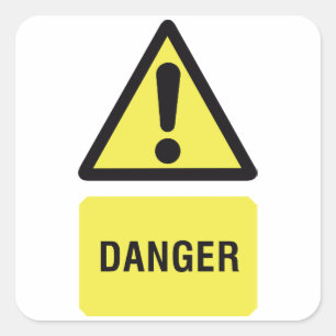Sticker Carré Symbole de danger jaune