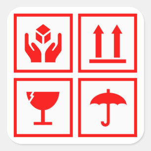 Sticker Carré Symbole de gestion de package rouge