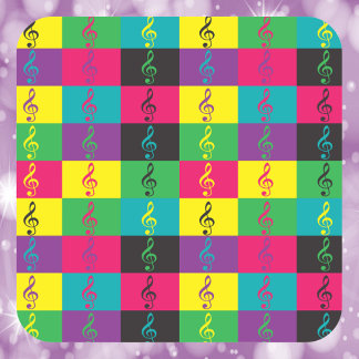 Sticker Carré Symbole de musique Treble Clef Motif brillant