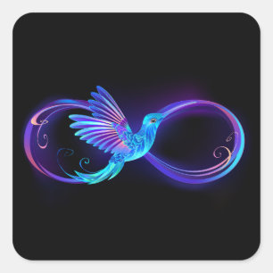 Sticker Carré Symbole de Neon Infinity par Glowing Hummingbird