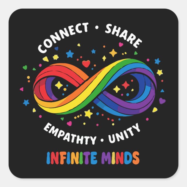 Sticker Carré Symbole de neurodiversité Rainbow Infinity - Infin (Devant)