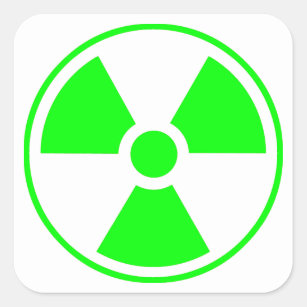Sticker Carré Symbole de rayonnement radioactif nucléaire en ver