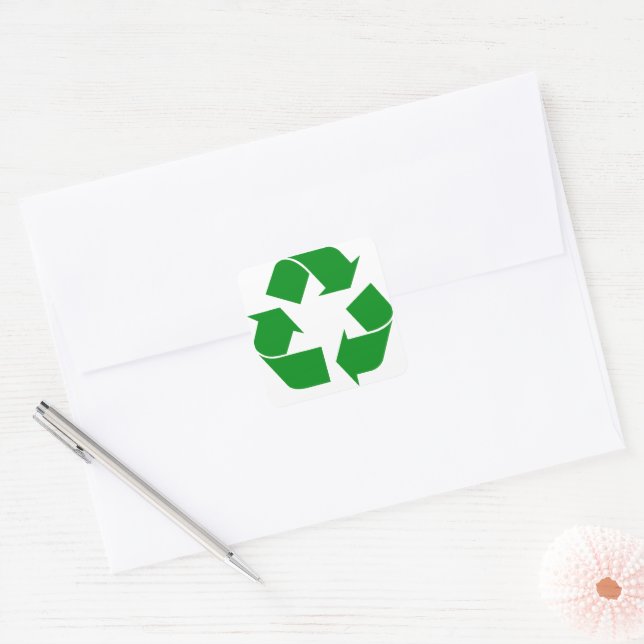 Sticker Carré Symbole de recyclage - Vert (Enveloppe)
