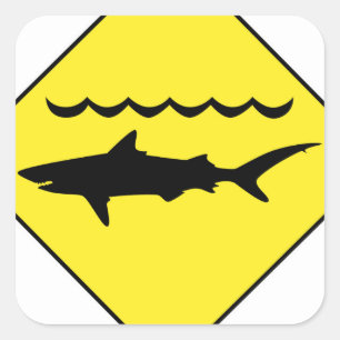 Sticker Carré Symbole de "requin avertisseur" jaune