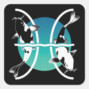 Sticker Carré Symbole des Poissons - Symbole zodiaque astrologiq