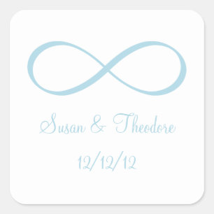 Sticker Carré Symbole d'infini blanc et bleu clair pour la date