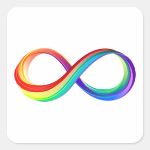 Sticker Carré Symbole d'infinité arc-en-ciel stratifié