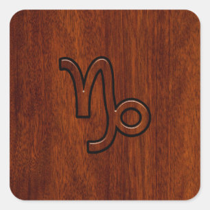 Sticker Carré Symbole du Zodiac Capricorn en Mahogany Style prin