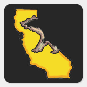 Sticker Carré Symbole étatique de l'ours de Californie autocolla