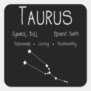 Sticker Carré Symbole étoile Astrologie Horoscope Taurus Cadeau