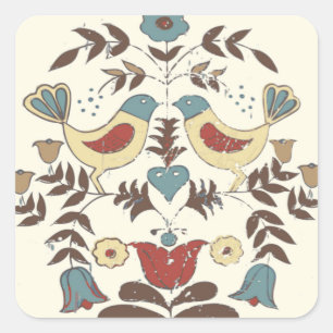 Sticker Carré SYMBOLE Hex Amish néerlandais Pennsylvanie Bird Am